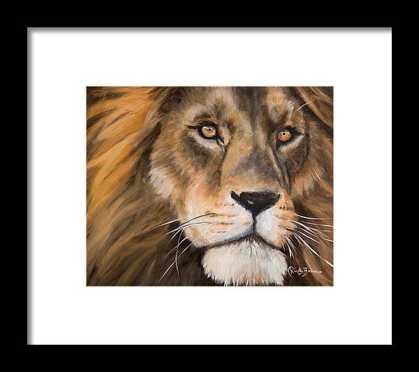 Lion Framed Print featuring the painting Lion by Kirsty Rebecca