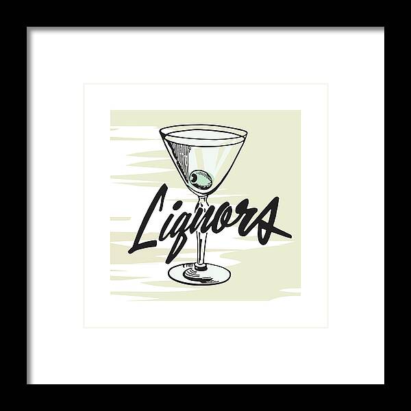Alcohol Framed Print featuring the drawing Liquors and Martini by CSA Images