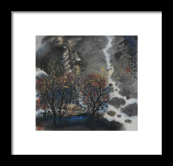 Chinese Watercolor Framed Print featuring the painting Listen to the Falling Leaves by Jenny Sanders