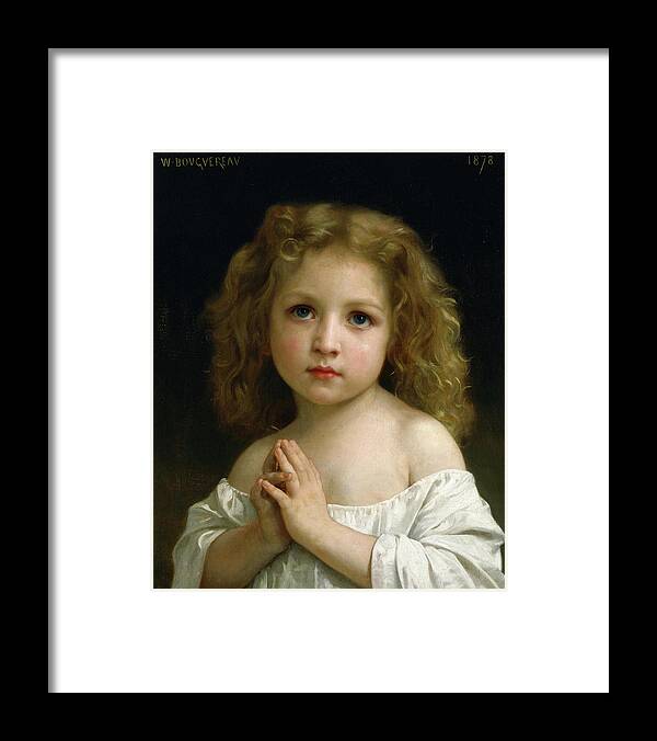 William-adolphe Bouguereau Framed Print featuring the painting Little Girl, 1878 by William-Adolphe Bouguereau