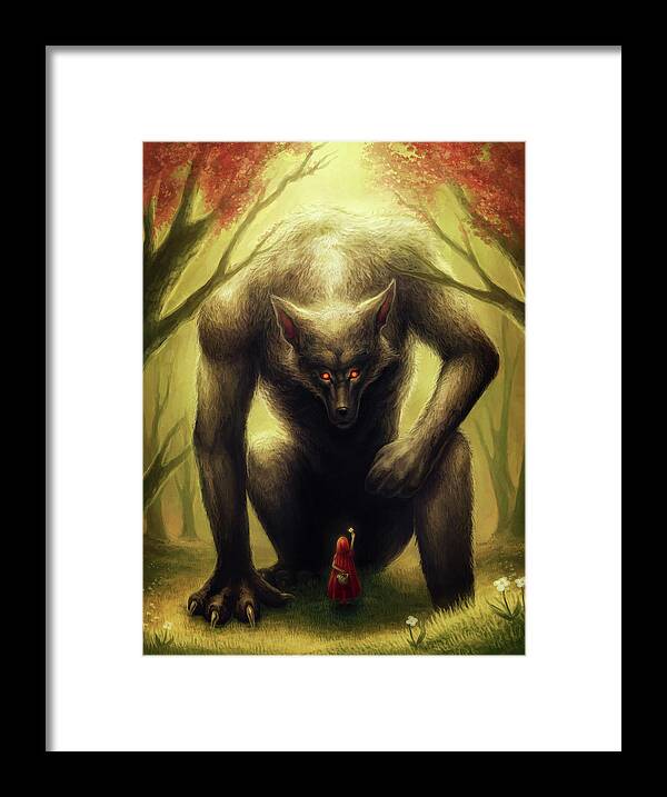 Little Red Riding Hood Framed Print featuring the mixed media Little Red Riding Hood by Jojoesart