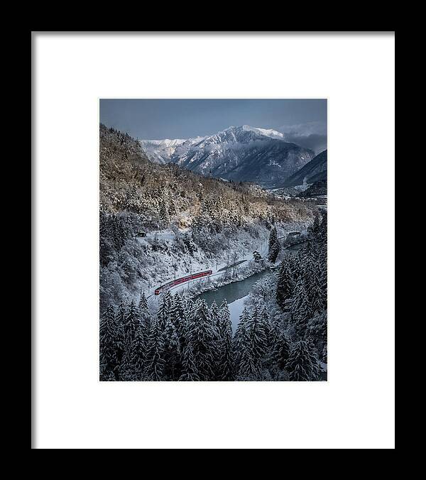 Train Framed Print featuring the photograph Little Red Train by Petra Dvorak