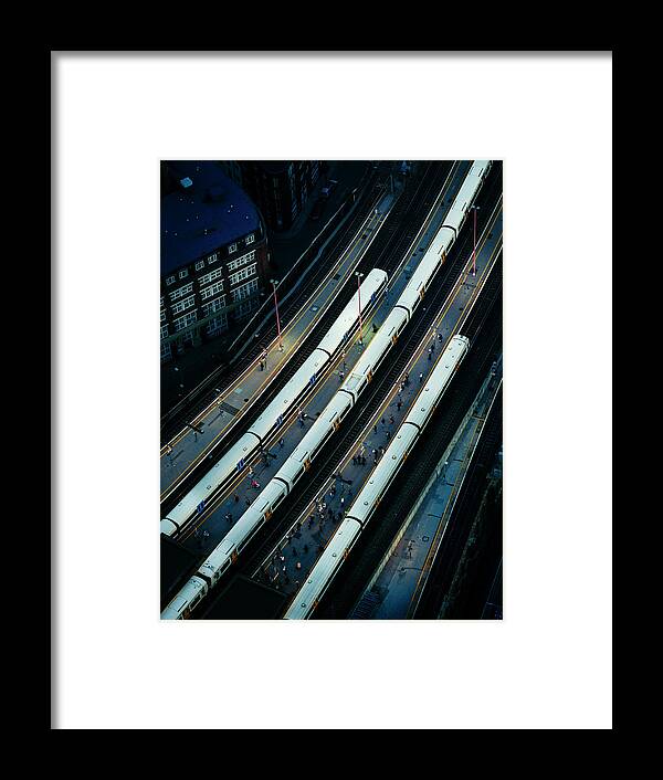 Passenger Train Framed Print featuring the photograph Liverpool Street Station Platforms At by Doug Armand