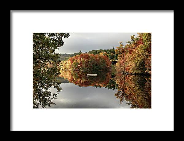 Loch Faskally Framed Print featuring the photograph Loch Faskally Autumn Reflection by Grant Glendinning