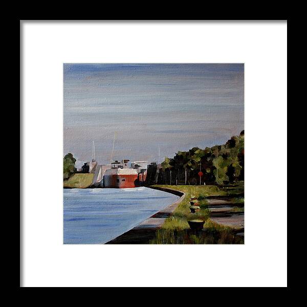 Landscape Framed Print featuring the painting Lock 2 by Sarah Lynch