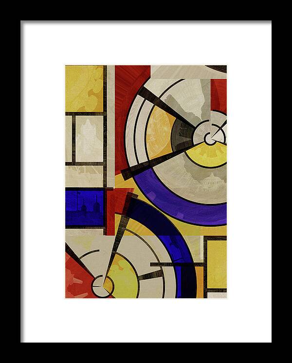 Geometric Framed Print featuring the mixed media London Squares ONE ONE TWO by BFA Prints