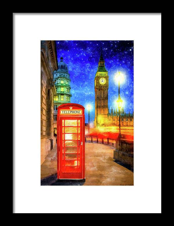 Phone Framed Print featuring the mixed media London Under The Stars by Mark Tisdale
