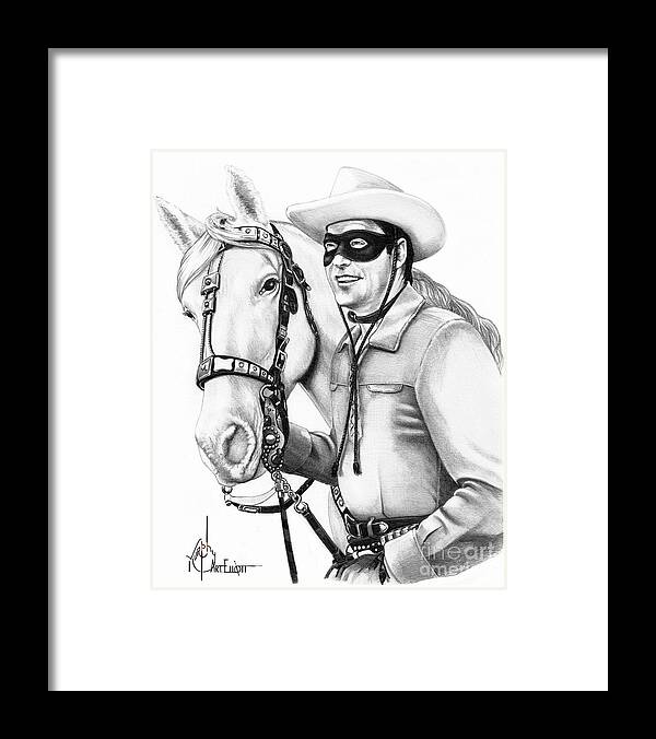 Pencil Framed Print featuring the drawing Lone Ranger by Murphy Elliott