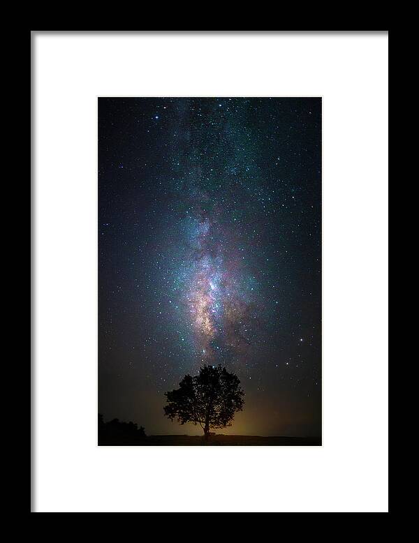 Milky Way Framed Print featuring the photograph Lone Tree Milky Way by Mark Andrew Thomas