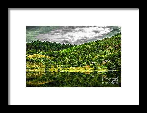 Abandoned Framed Print featuring the photograph Lonesome House At Calm And Smooth Lake In Scotland by Andreas Berthold