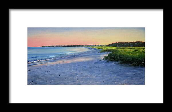 Cape Cod Framed Print featuring the painting Long Beach, Sunset by Jonathan Gladding