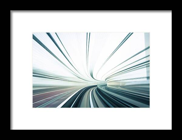 Railroad Track Framed Print featuring the photograph Long Exposure by Dataichi - Simon Dubreuil