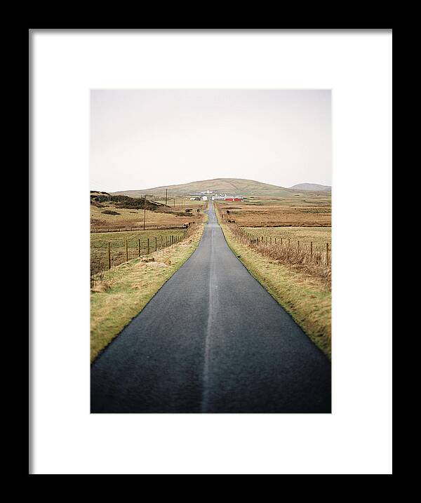 Tranquility Framed Print featuring the photograph Long Straight Road Surrounded By Peaty by Photographed By Victoria Phipps ©
