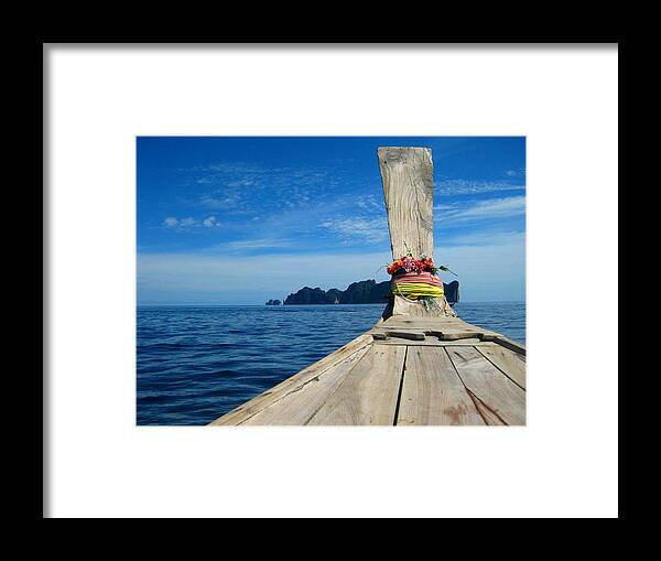 Tranquility Framed Print featuring the photograph Long-tail Thai Boat Cruising To Ko Phi by Thomas Janisch