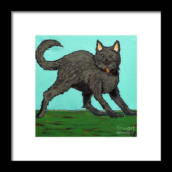 Cat Framed Print featuring the painting Look What the Cat Dragged In by Rebecca Weeks