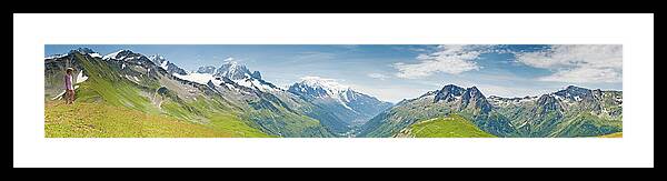 Scenics Framed Print featuring the photograph Looking Over Mont Blanc Chamonix by Fotovoyager