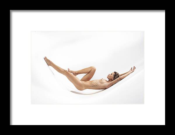 Fine Art Nude Framed Print featuring the photograph Lorena In Waves by Joan Gil Raga