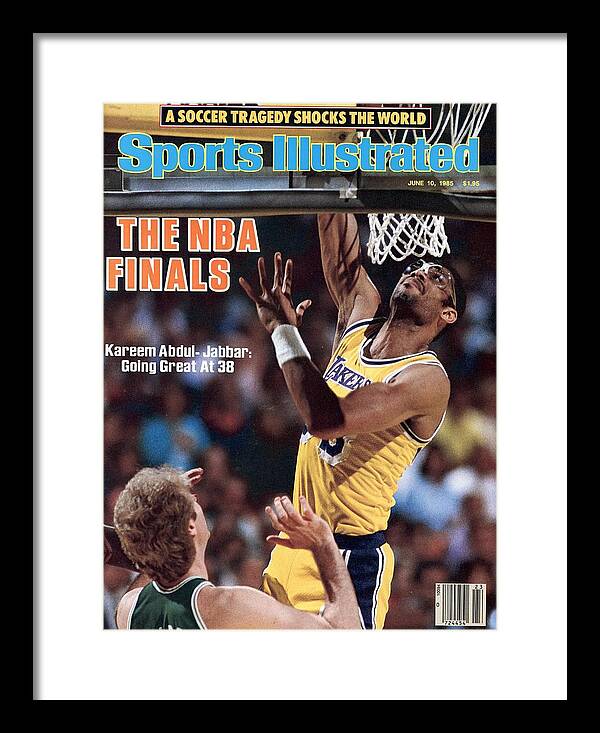 Playoffs Framed Print featuring the photograph Los Angeles Lakers Kareem Abdul-jabbar, 1985 Nba Finals Sports Illustrated Cover by Sports Illustrated