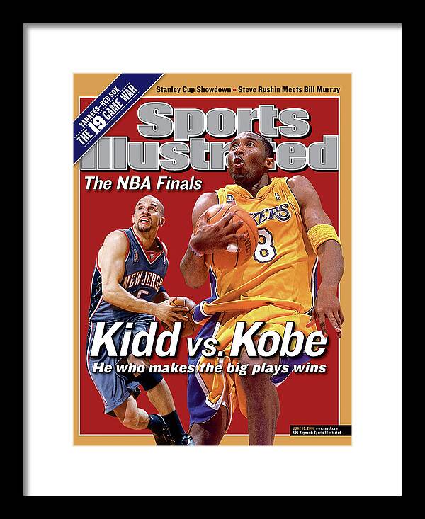 Playoffs Framed Print featuring the photograph Los Angeles Lakers Kobe Bryant And New Jersey Nets Jason Sports Illustrated Cover by Sports Illustrated