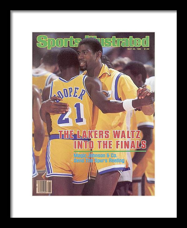 Magazine Cover Framed Print featuring the photograph Los Angeles Lakers Magic Johnson, 1982 Nba Western Sports Illustrated Cover by Sports Illustrated