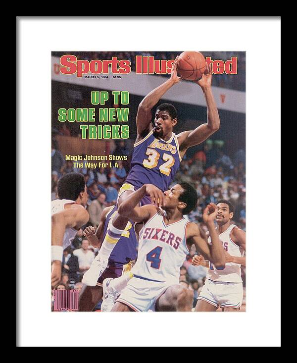 1980-1989 Framed Print featuring the photograph Los Angeles Lakers Magic Johnson... Sports Illustrated Cover by Sports Illustrated