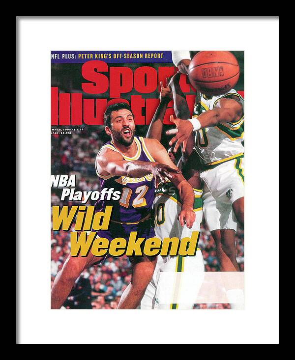 Playoffs Framed Print featuring the photograph Los Angeles Lakers Vlade Divac, 1995 Nba Western Conference Sports Illustrated Cover by Sports Illustrated