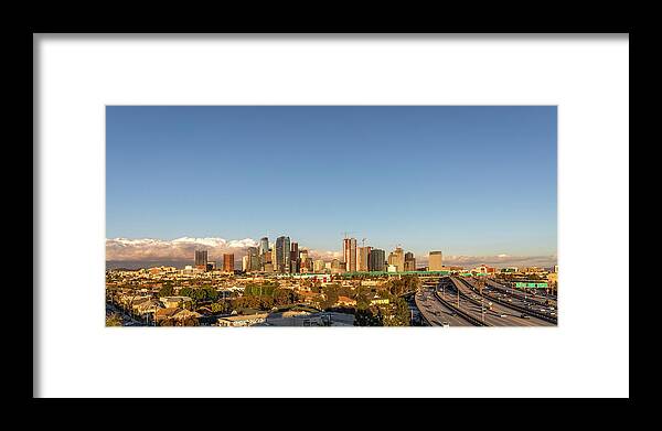 Los Angeles Framed Print featuring the photograph Los Angeles Skyline Looking East Panorama 2.9.19 by Gene Parks