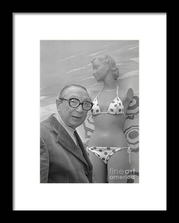 People Framed Print featuring the photograph Louis Reard With Bikini by Bettmann