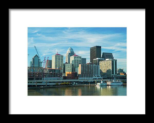 Louisville Downtown Elevated Skyline Framed Print by Davel5957 
