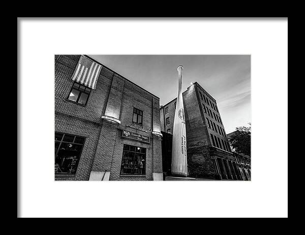 America Framed Print featuring the photograph Louisville Slugger at Sunset - Black and White by Gregory Ballos