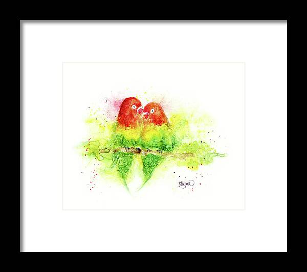 Love Birds Framed Print featuring the painting Love Birds by Patricia Lintner