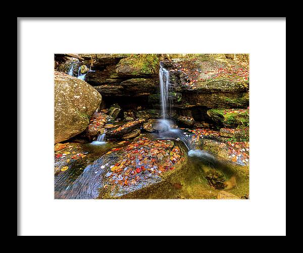 Diana's Baths; New Hampshire; New England; Waterfall; Falls; Autumn; Fall; Season; Color; Colorful; Leaves; Rocks; Romantic; Love; Heart; Beat; Relationship; Tender; Emotion; Desire; Landscape; Rob Davies; Photography; Conway; No Person Framed Print featuring the photograph Love Heart by Rob Davies