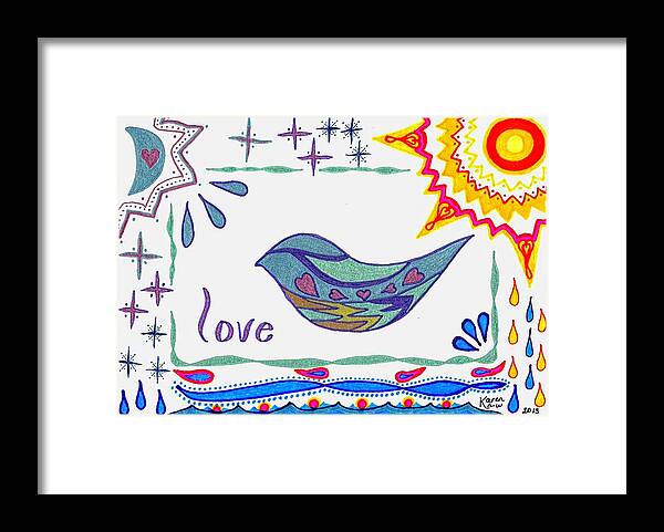 Love Framed Print featuring the drawing Love by Karen Nice-Webb
