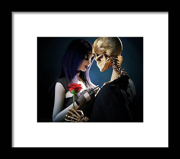Skeleton Framed Print featuring the digital art Love by Robert Hazelton