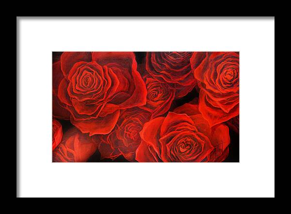 Rose Framed Print featuring the painting Love Roses by Lynne Pittard