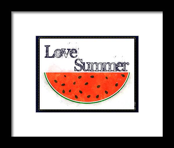 Watermelon Framed Print featuring the photograph Love Summer - Watermelon Watercolor by Colleen Cornelius