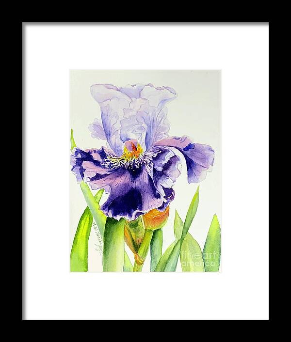 Purple Iris Framed Print featuring the painting Lovely Iris by Hilda Vandergriff