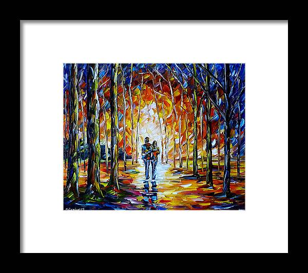Park Landscape Framed Print featuring the painting Lovers In The Park by Mirek Kuzniar