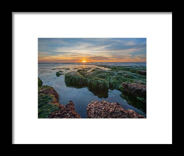 00565347 Framed Print featuring the photograph Low Tide Sunset Over Intertidal Zone, La Jolla Cove, San Diego, California by Tim Fitzharris