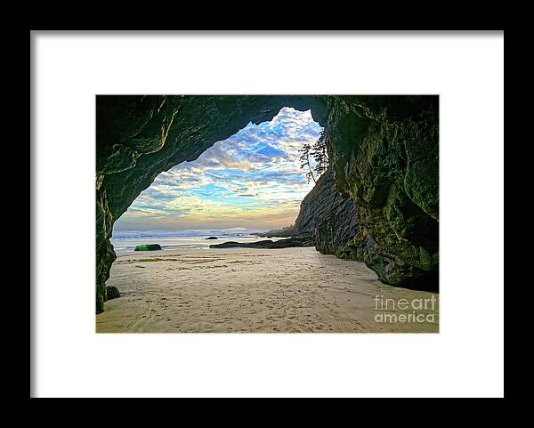 Cave Framed Print featuring the photograph Low Tide View Out Ocean Cave by Robert C Paulson Jr