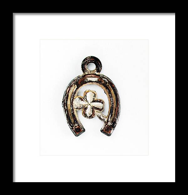Bronze Framed Print featuring the drawing Lucky Horse Shoe and Four Leaf Clover by CSA Images