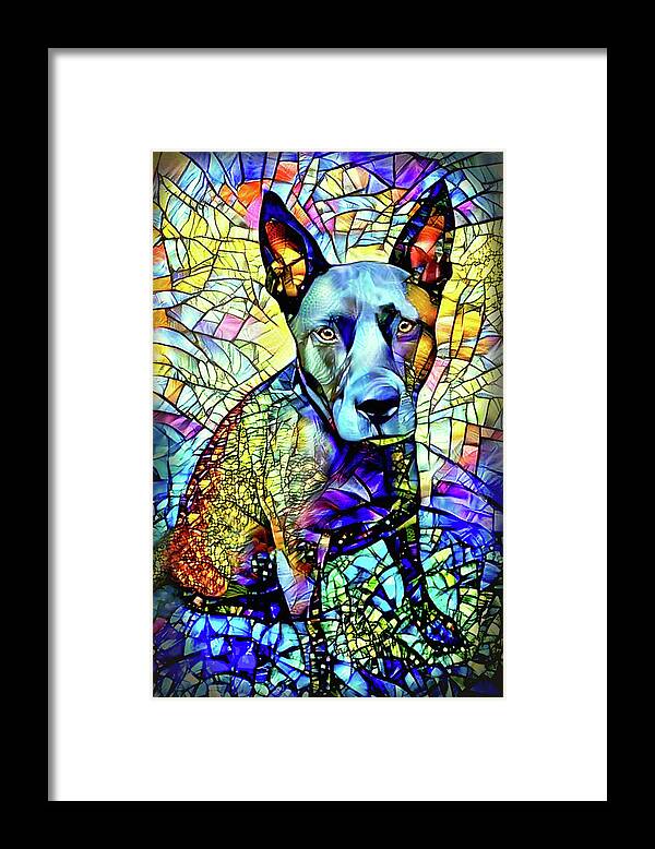 Belgian Malinois Framed Print featuring the digital art Lucy the Dog - Vignette by Peggy Collins