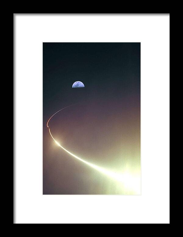 Background Framed Print featuring the painting Lunar Prospector Launch by Celestial Images