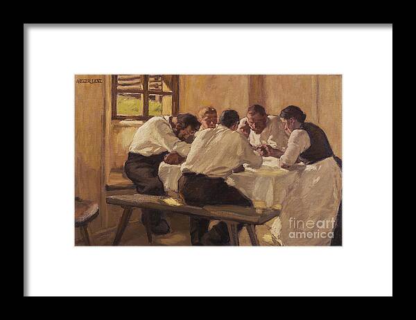 Oil Painting Framed Print featuring the drawing Lunch The Soup, Version II, 1910 by Heritage Images