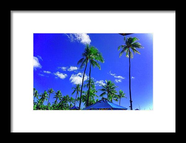 Hawaii Framed Print featuring the photograph Lunch Under a Blue Umbrella by Debra Grace Addison