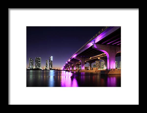 Tranquility Framed Print featuring the photograph Macarthur Causeway And Miami, Florida by Jumper