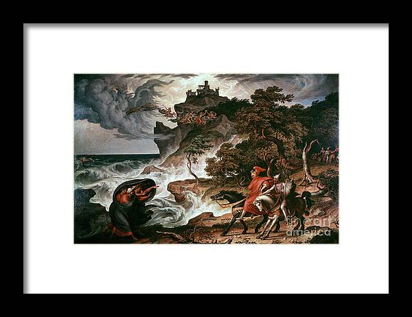 Horse Framed Print featuring the drawing Macbeth And The Witches, 1835. Artist by Print Collector