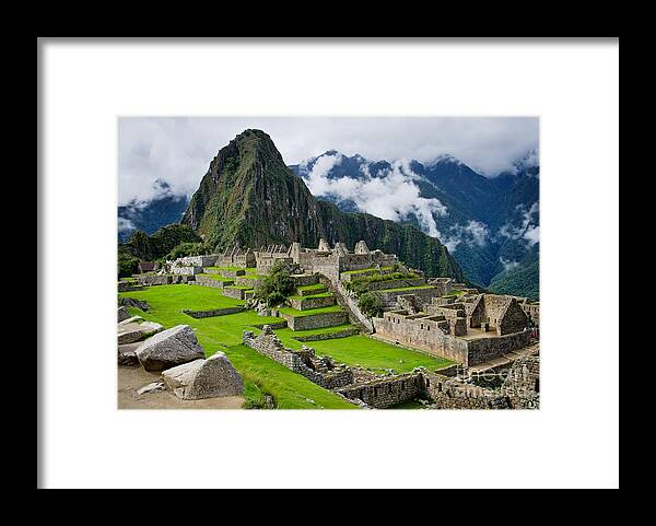 Civilization Framed Print featuring the photograph Machu Picchu In Peru Unesco World by Byelikova Oksana