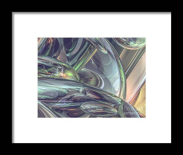 Three Dimensional Framed Print featuring the digital art Macro Glass Reflections by Phil Perkins