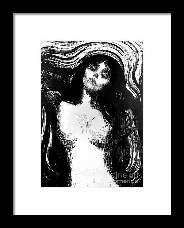Madonna, lithograph by Edvard Munch dedicated Dr Bucher Framed Print by Edvard Munch Fine Art America